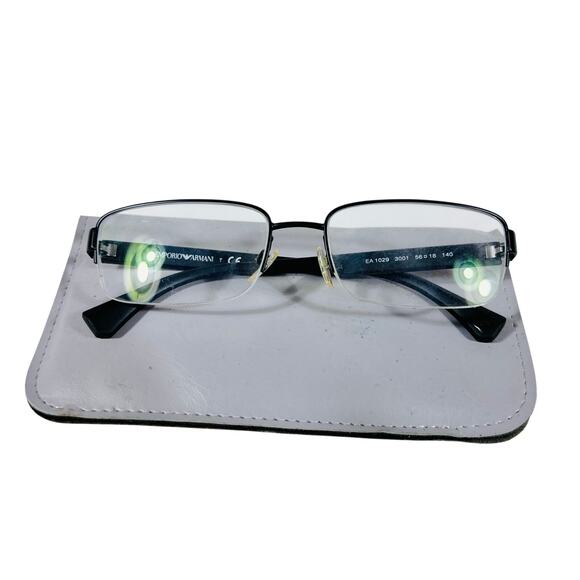 Emporio Armani Half Rim Designer Eyeglasses EA1029 56 18 140 Black Frames Used - Picture 2 of 15